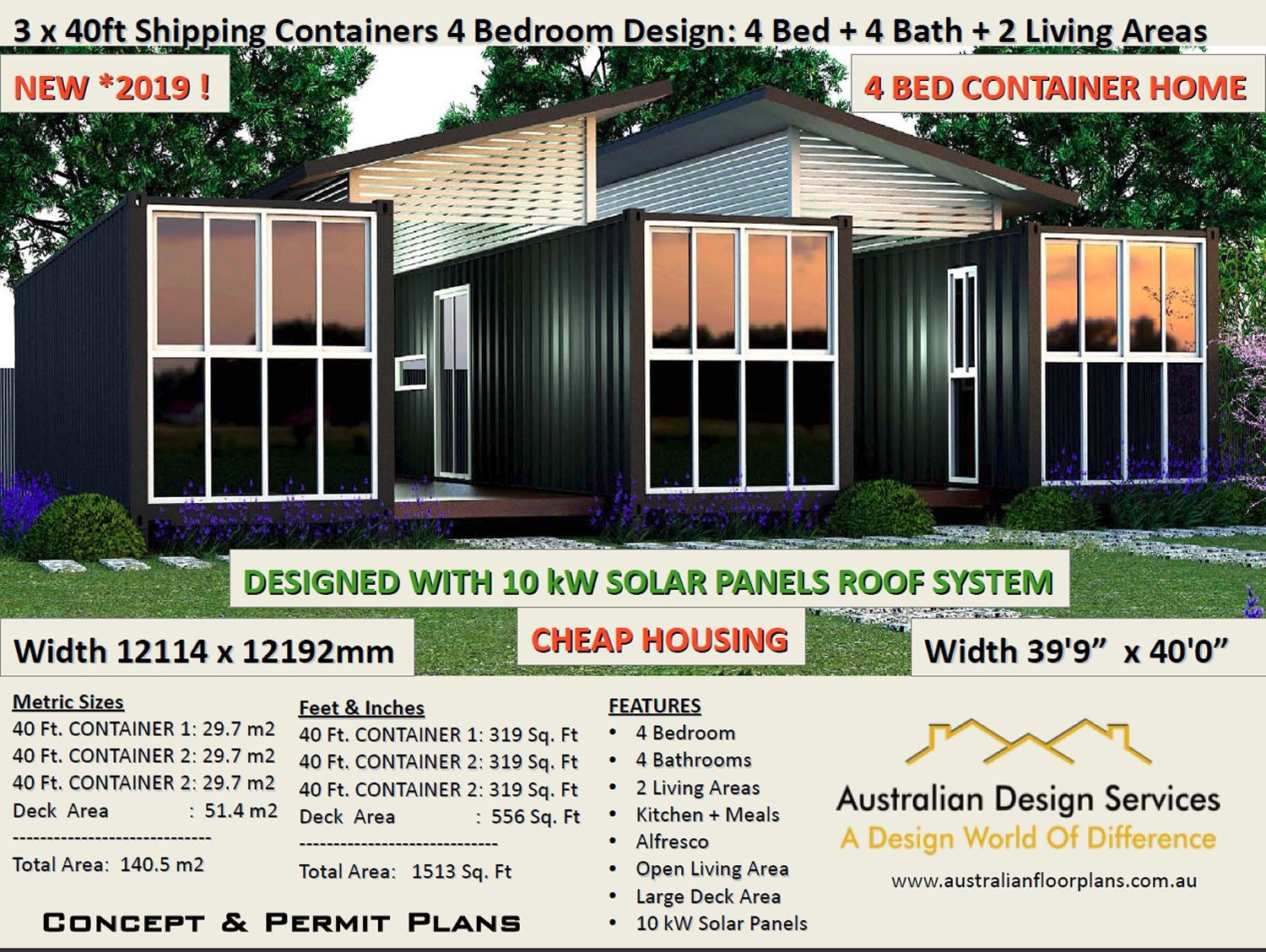 Build Plan#40 Titian 89.1: 40 X 40 Innovative Shipping Container House ...