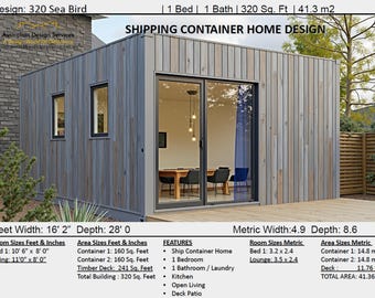Construction Plan#320: Construction Plans Set - Shipping Container House Plans| Minimalist living| Best Selling 1 Bedroom Container Home