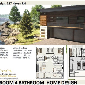 Garage Apartment 3 Bedroom house plan no-227 Haven RH  Living Area 227.9 m2 |  2454  sq foot | carriage house | Concept House Plans For Sale