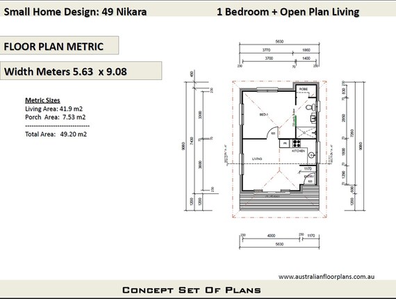Small House Plan 49 Nikara 529 Sq Foot 49 2 M2 1 Bedroom Home Design Small And Tiny Home Plans Concept House Plans For Sale