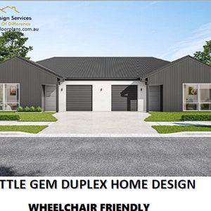 34&#39; x 66&#39; (10.6 x 20.1 Meters) Modern Duplex Architectural Plans Custom 2 Family House Plan Blueprint