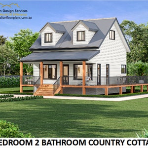 2 Bedroom Cottage house plan / Small and Tiny House Plans / Under 100 m2 or 1200 sq foot house plans / Granny Flat 26 x 36 Cottage Cabin image 1