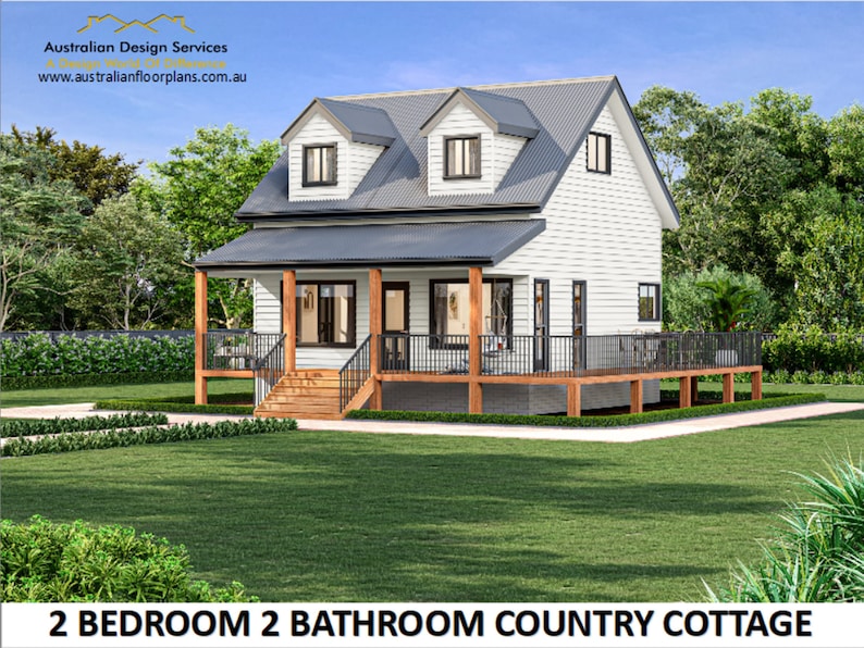 2 Bedroom Cottage house plan / Small and Tiny House Plans / Under 100 m2 or 1200 sq foot house plans / Granny Flat 26 x 36 Cottage Cabin image 1