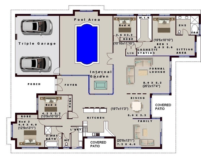 house plans | 4 Bedroom house plans | Triple Garage | Home Plans |  4 Bedroom  design |  4 bed floor plans | 4 bed blueprints | house plan
