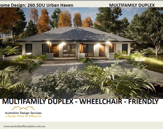 2 Family House Plan |  Duplex Best Selling house plans | wheelchair-friendly features | Multifamily House Design