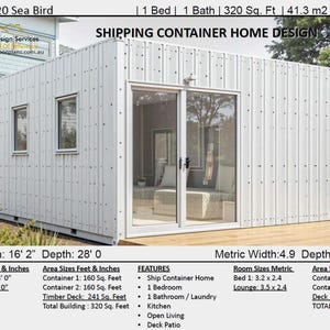 Build Plan#320 Sunbird Shipping Container Granny Flat house plans | House Plans Container home | Best Selling 1 Bedroom Container Home