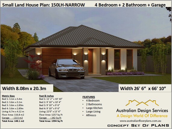 Narrow 4 Bedroom House Plans 148 1 M2 Or 1594 Sq Feet 4 Bedroom Design Australia 4bed Floor Plans 4bed Blueprints 4 Bed Design