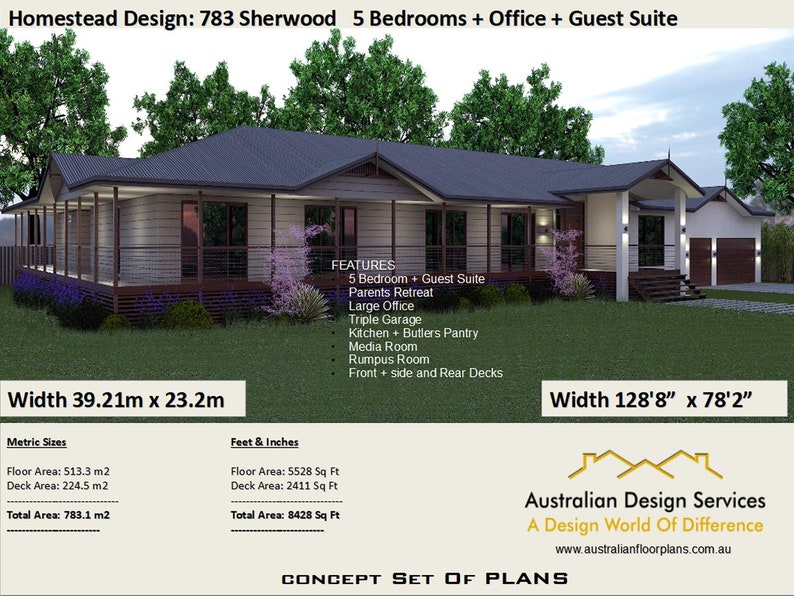 783 M2 8428 Sq Foot 6 Bedroom House Plan Sherwood Concept Plans For Homestead