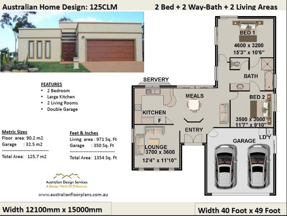  2  Bedroom  2  Car  Garage  house  plan  small 2  bed floor plan  