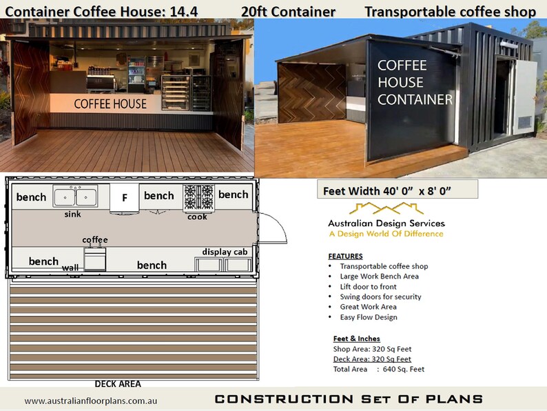 Shipping Container Coffee House Plans Transportable - Etsy Ireland