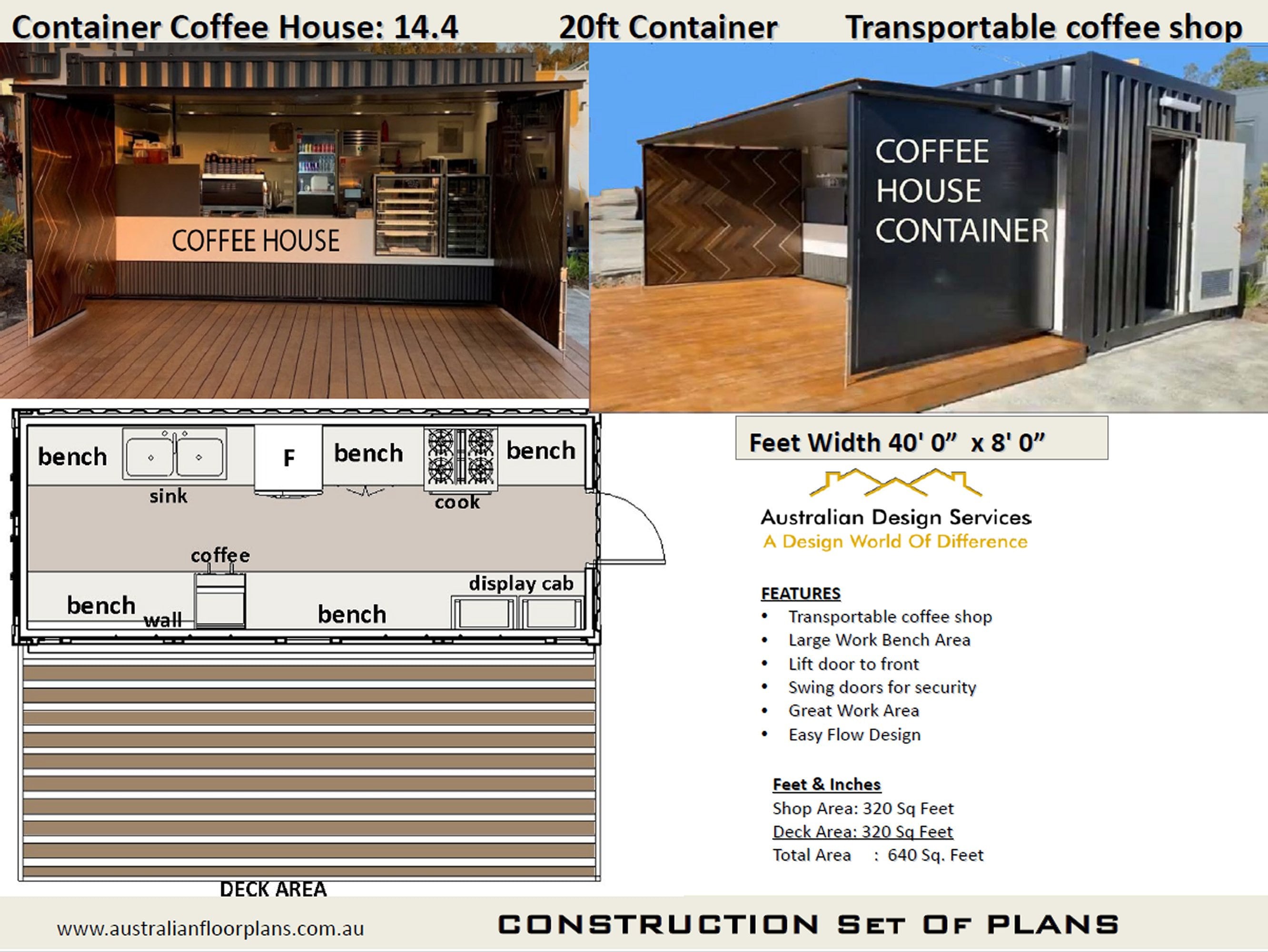 Shipping Container Coffee house plans Transportable Etsy España