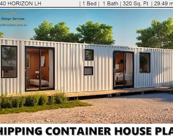 40ft Shipping Container Home Construction Plans: 1 Bed, #40 Horizon