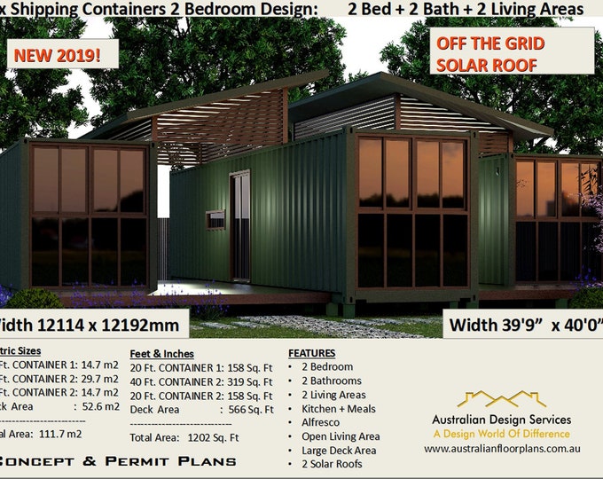 Cargo container building plans-DIY container house plans-Off-Grid Solar 2 Bedroom 2 Bathroom -Utilizing 3 Shipping Containers-Concept Plans