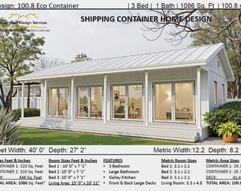 Build Plan#100.8: Progetti di case container di tendenza Casa container con 3 camere da letto, progetto completo + progetti di case con permessi