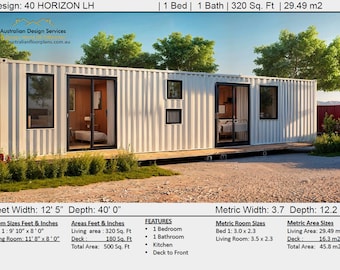 Shipping Container Home Plans: 1 Bed, 500 sq ft (Concept Plans)