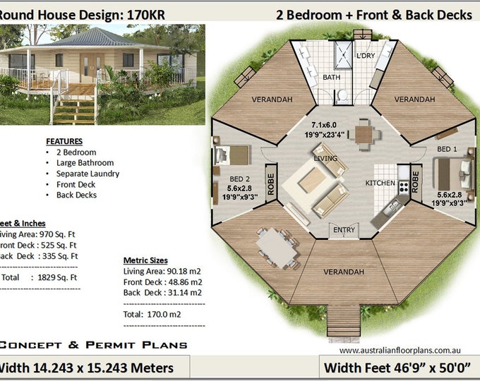 round home house plans - Living 970 sq feet or 90 m2 | 2 Bedroom | 2 bed granny flat | small home design | 2 Bedroom Granny Flat- Best Plan