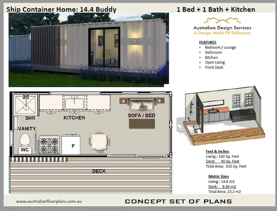20 Foot Shipping Container Home Concept House Plans - Etsy Canada