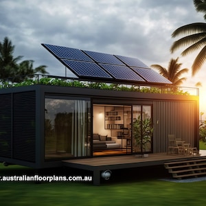 Shipping Container Home Plans: Solar Power, Large Deck (Arch C Paper)