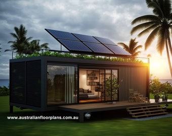 Shipping Container Home Plans: Solar Power, Large Deck (Arch C Paper)