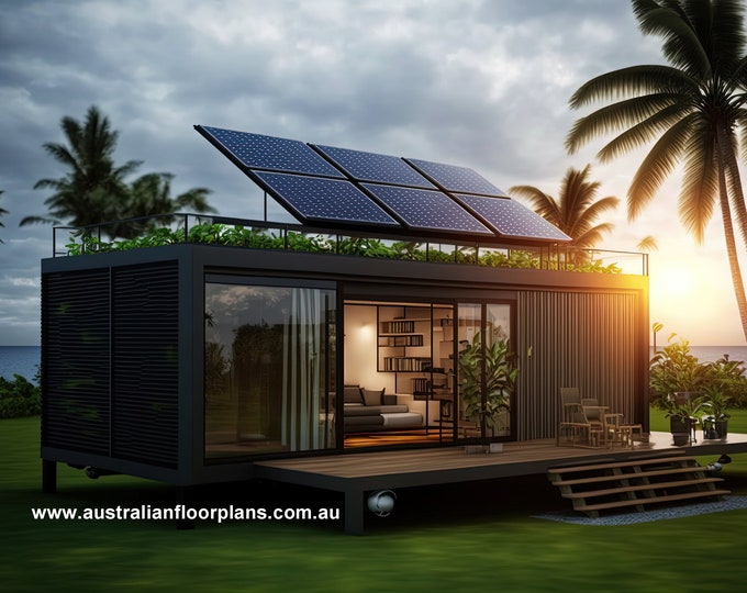 Affordable Shipping Container Home Plans with Solar Power, Large Deck Area, and More