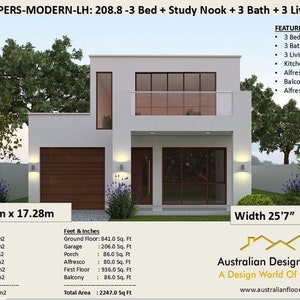 2 story home design | 2247 sq. feet | 208 m2 | 2 Storey house design | two storey floor plans | modern 2 storey |  Narrow Lot 2 storey house
