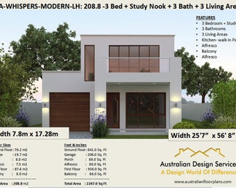 2 story home design | 2247 sq. feet | 208 m2 | 2 Storey house design | two storey floor plans | modern 2 storey |  Narrow Lot 2 storey house
