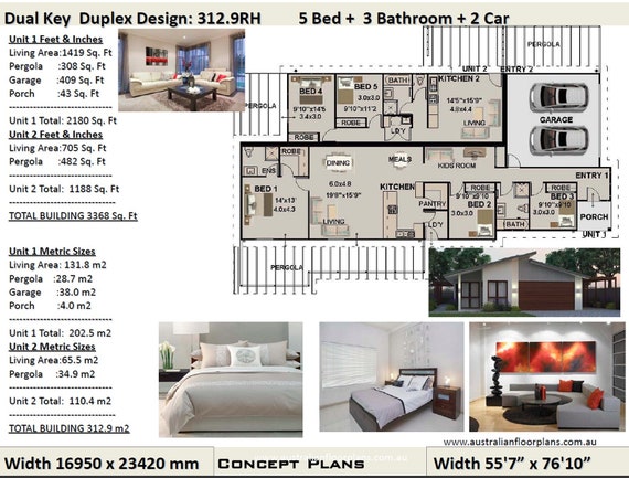 3368 Sq Foot Or 312 9m2 5 Bedrooms Dual Key Duplex Design 5 Bedrooms Duplex Plans 5 Bedroom Duplex Australian Duplex House Plans
