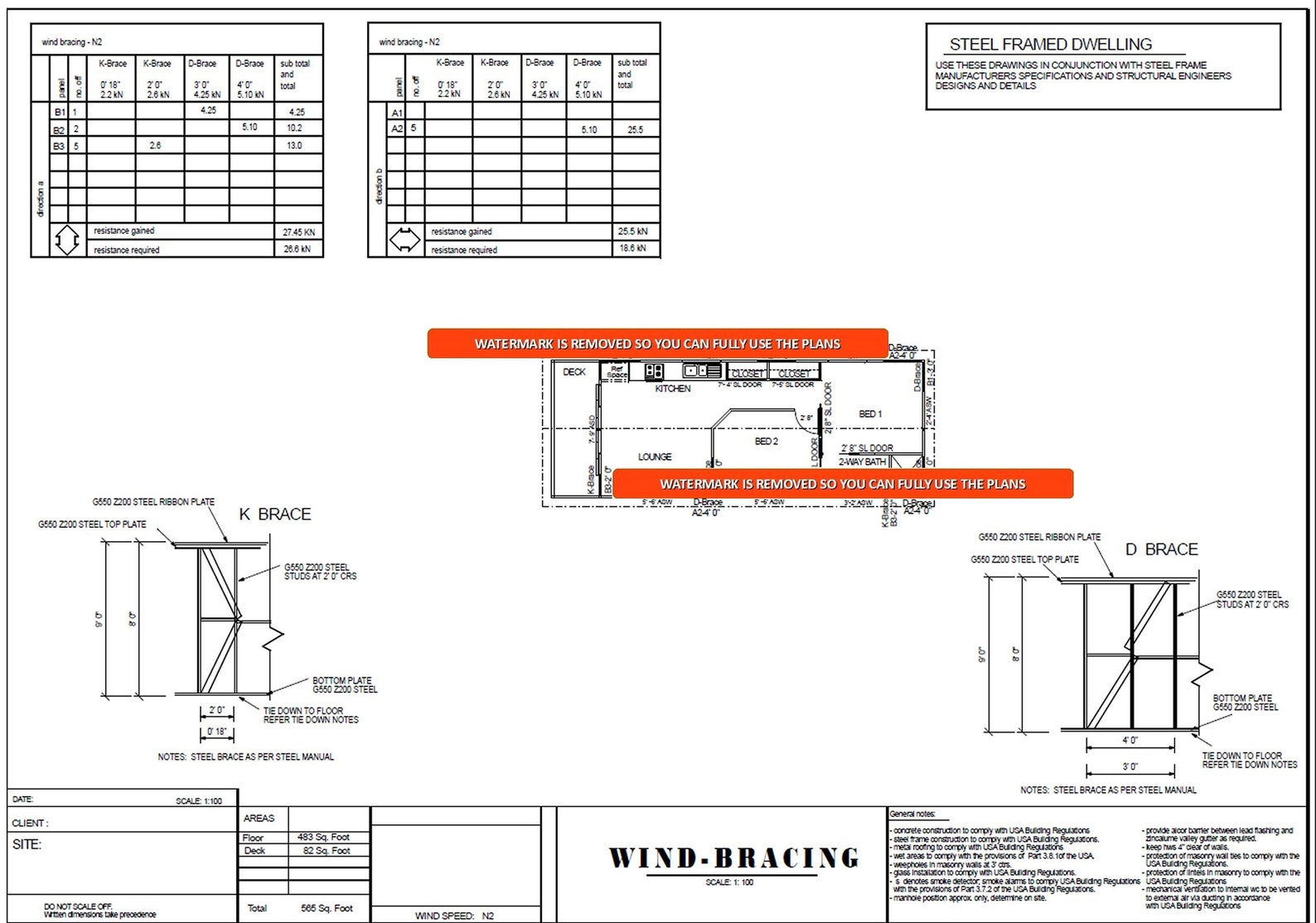 Construction Plans Steel Frame Transportable 2 Bedroom House Plan 565