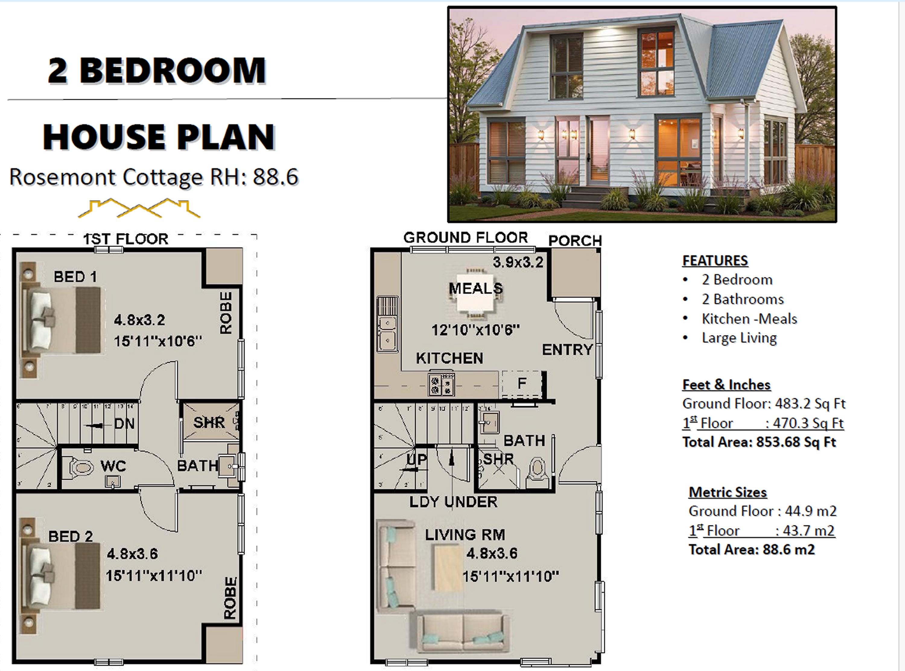Small Cottage Plans 2 Story 🌿 Step Inside This 2 Bedroom Narrow