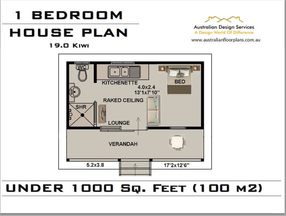 19 Kiwi House Plan Under 1000 Sq Foot 1 Bedroom House Etsy
