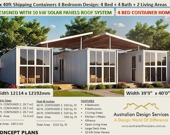 4 Bedroom Container Home Plans: 3 x 40ft Shipping Containers