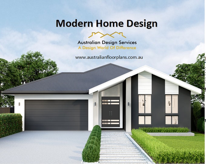 4 bedroom MODERN HOUSE PLANS -  186 m2 / 2002 Sq. Feet 4 Bedroom / Modern Home Plans-Premium Concept Set of Plans