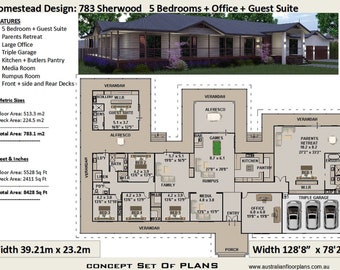 783 m2 | 8428 sq foot  | 6 Bedroom house plan 783 Sherwood  |  Concept House Plans For Sale | Country House Plans  | Farmhouse Home Plans