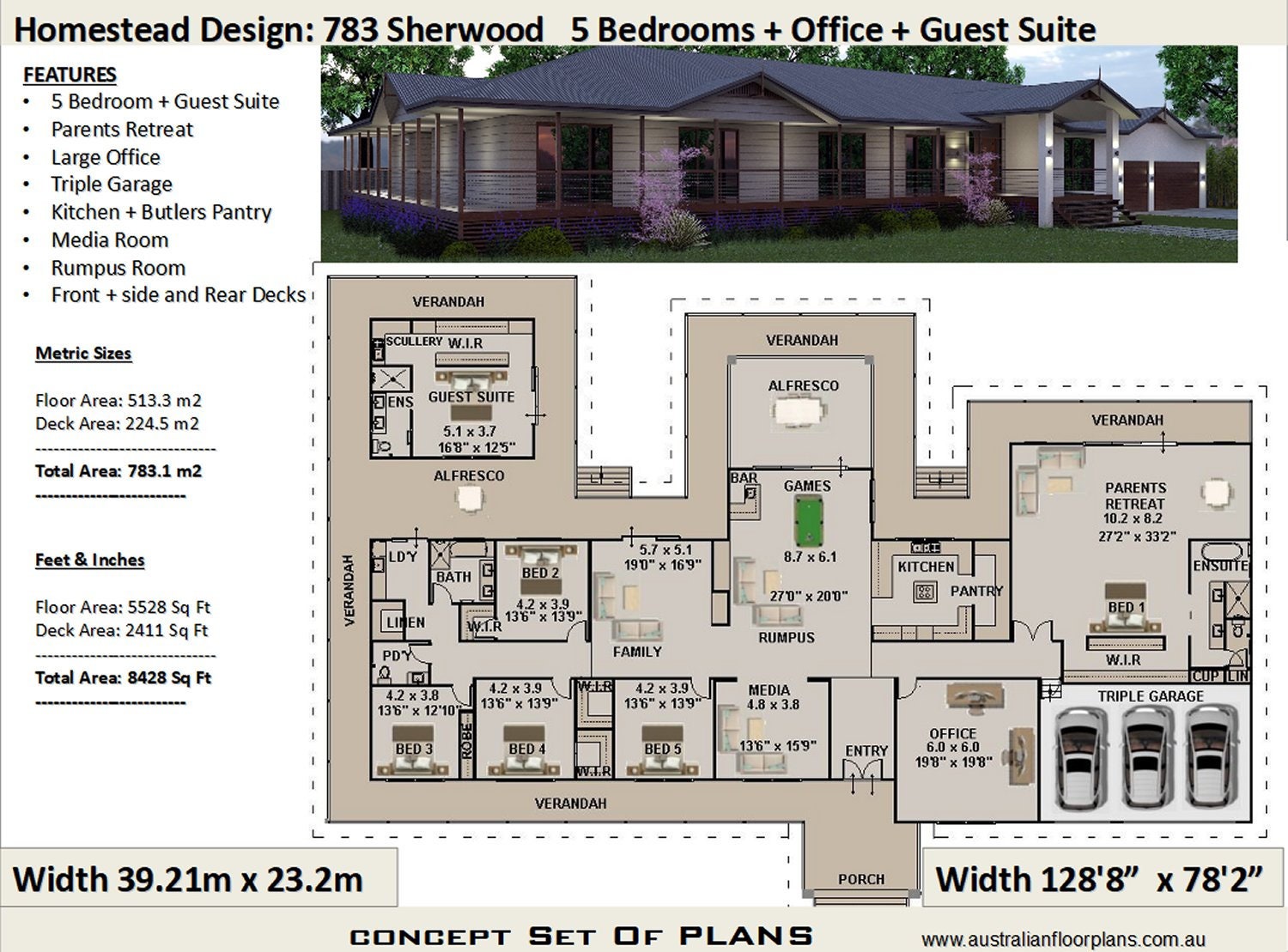 783 M2 8428 Sq Foot 6 Bedroom House Plan 783 Sherwood Etsy