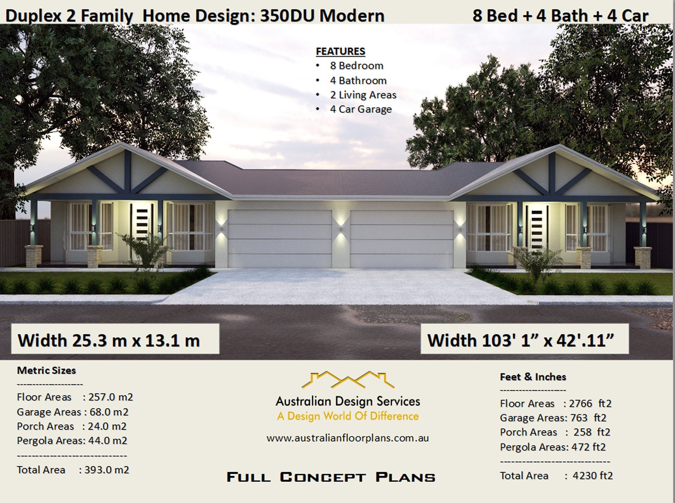 2 Family Duplex Plans 8 Bed Duplex Design Modern Duplex australian