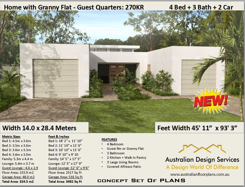 DREAM HOUSE And GRANNY Flat Plans 4 Bedroom House Plans 4 Etsy DREAM HOUSE And GRANNY Flat Plans 4 Bedroom House Plans 4 Etsy
