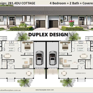Modern Duplex design | 4 Bed 2 bath duplex house plans | duplex House 2 family House Plans for Sale