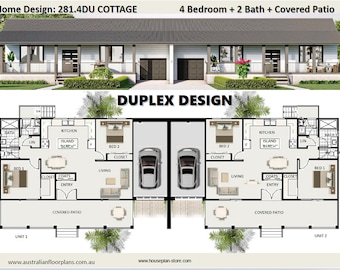 モダンな二世帯住宅プラン｜ベッドルーム4室、バスルーム2室、3030平方フィート（デジタルダウンロード）