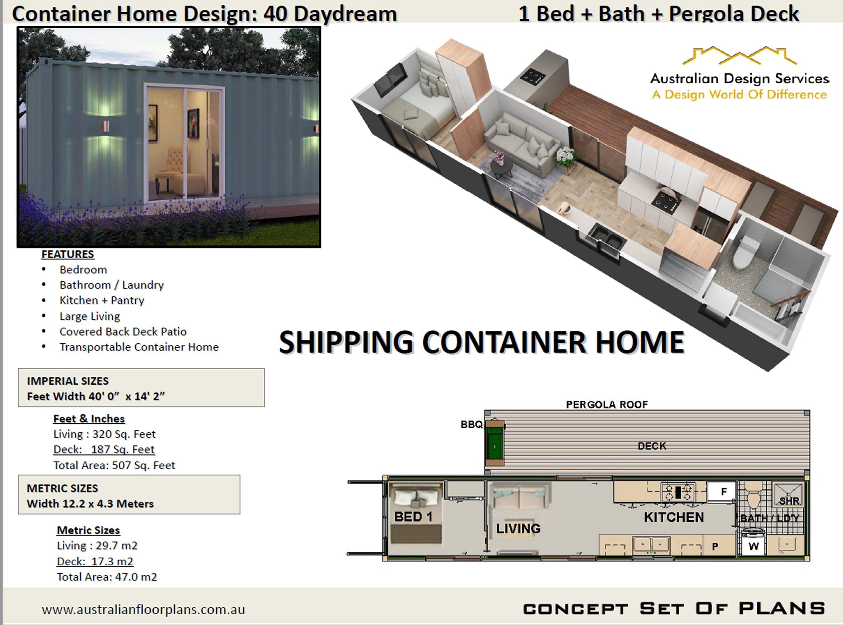40 Foot Shipping Container Home Full Concept House Plans Blueprints USA Feet & Inches Australian