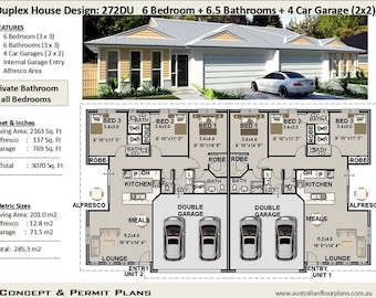 Double the Space, Double the Luxury: Explore Our 6 Bedroom Duplex House Plans for sale