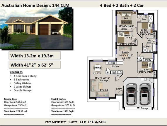 Narrow Lot 4 Bedroom House Plans Narrow Home Plans 4 Bedroom Design 4 Bed Floor Plans 4 Bed Blueprints Size 179 M2 1901 Sq