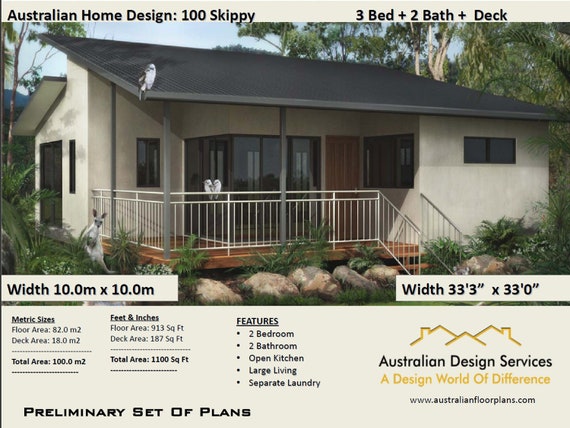 3 Bedroom Country Style House Plan Australia 1100 Sq Foot 100 Sq Meters 3 Bed Home On Stumps Concept House Plans For Sale