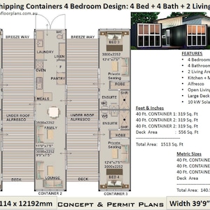 Build Plan#40 Titian 89.1: Shipping Container house plans | House Plans Container home | Best Selling 4 Bedroom Container Home