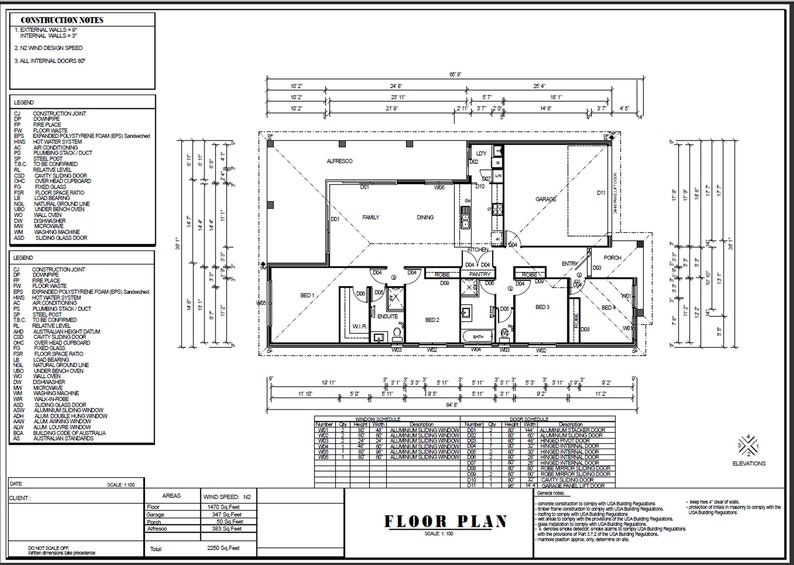 4 Bedroom 2 Bathroom House Design Floor & Electrical Plans Etsy Canada