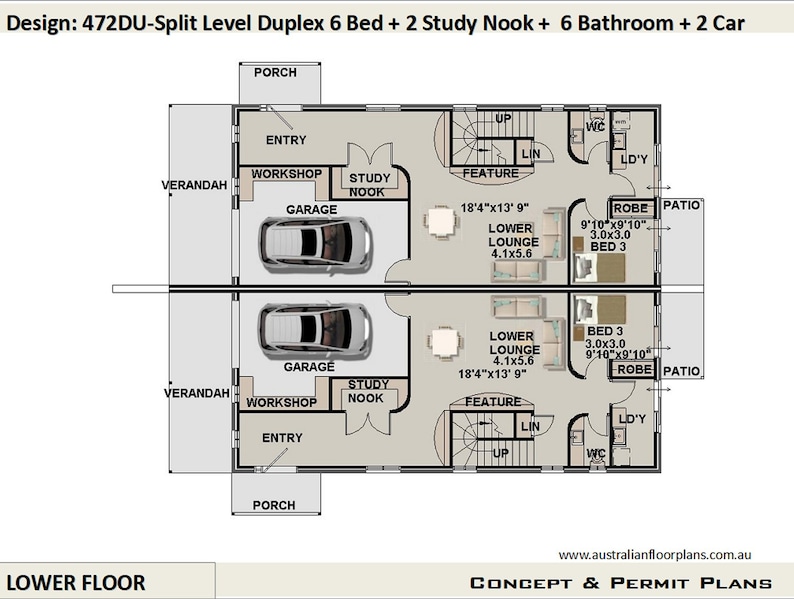 Split Level Duplextownhouse design 475 m2 or 5122 Sq Foot