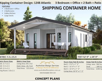 Build Plan#1248 Atlantic: Best Selling Shipping Container house plans 1000 SQ. FOOT | House Plans Container home | 3 Bedroom Container Home