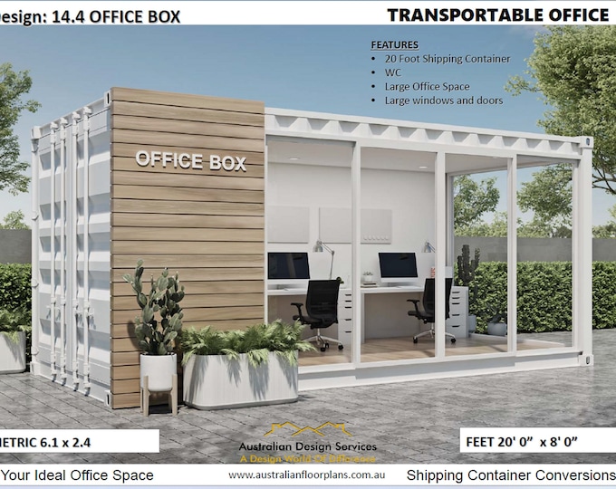 CONSTRUCTION PLANS - Shipping Container Conversion- Transportable Office 20 Foot Container Office | |  Blueprints feet & Inches/Metric Sizes