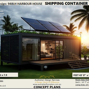 Build Plan#948: Affordable Shipping Container Home Plans with Solar Power, Large Deck Area, and More