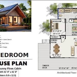 1 BEDROOM GRANNY FLAT - Modern 1-Bedroom House Plan with Open Layout & Large Deck