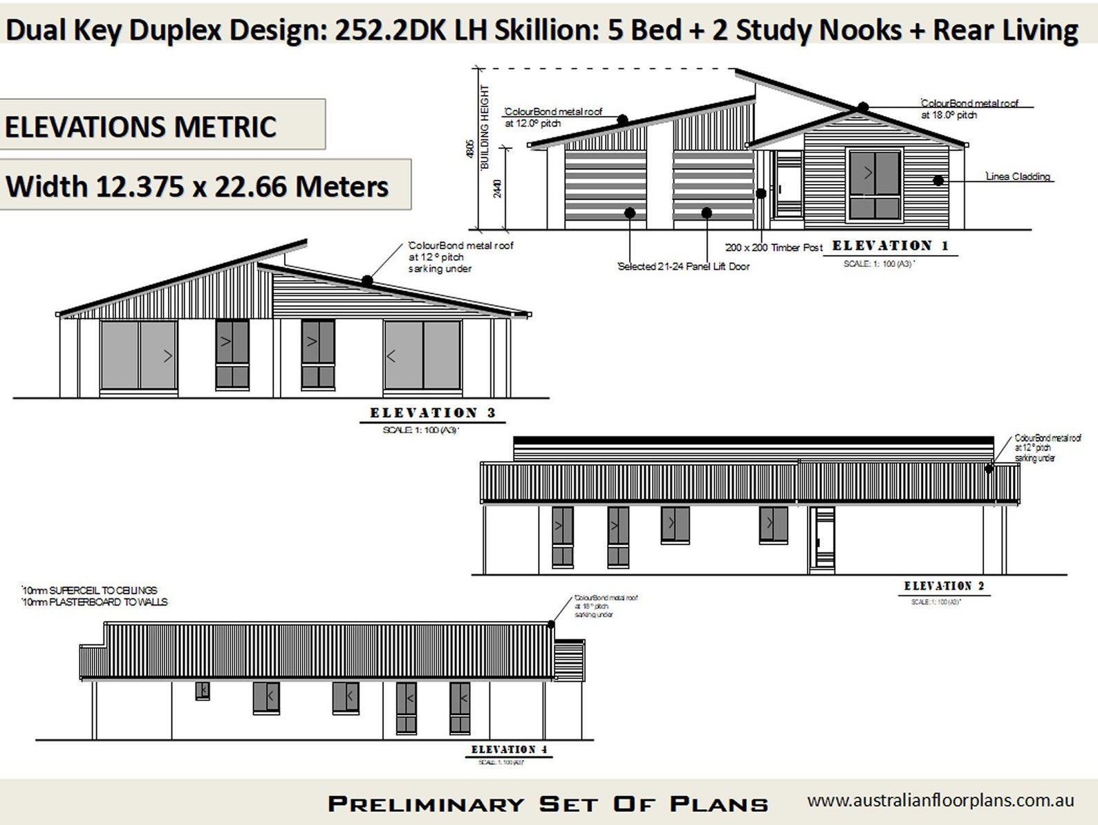 Duplex Design House Plan Skillion Roof 252.2 M2 or 2712 Sq Foot | 5 ...
